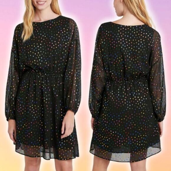 DESIGUAL Emporda Festive Season Dress w/ Metallic Multicoloured Spots Sz XS - Picture 1 of 12